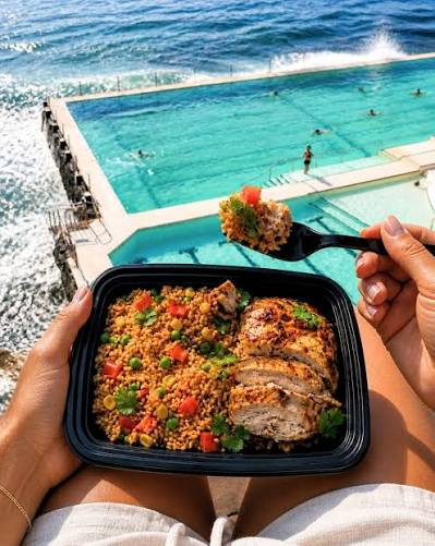 Food4Fitness meal held beside a Sydney ocean pool